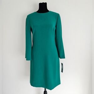 Tahari Classic Emerald Green Long Sleeve Sheath Dress